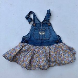 OshKosh B'Gosh Denim Floral Overall Dress 18M